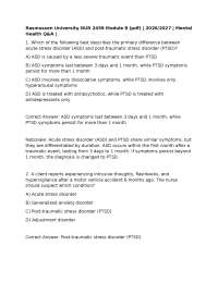 Rasmussen University NUR 2459 Module 8 (pdf) | 2026/2027 | Mental Health Q&A |