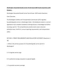 Washington Household Goods Carrier Permit Exam 200 Practice Questions with Answers......pd