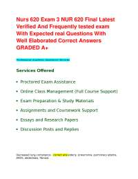 Nurs 620 Exam 3 Final Latest Verified And Frequently tested exam With Expected real Questi