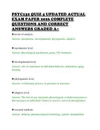 PSYC132 QUIZ 4 UPDATED ACTUAL EXAM PAPER 2026 COMPLETE QUESTIONS AND CORRECT ANSWERS GRADE