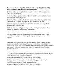 Rasmussen University NUR 2459 Final Exam (pdf) | 2026/2027 | Mental Health Q&A