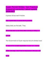 Guam Permit Written Test Practice| Answered correctly| Latest update 2026/2027