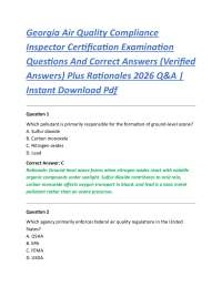 Georgia Air Quality Compliance Inspector Certification Examination Questions