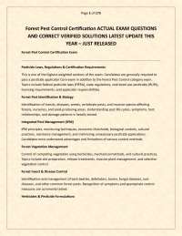 Forest Pest Control Certification ACTUAL EXAM QUESTIONS AND CORRECT VERIFIED SOLUTIONS LAT