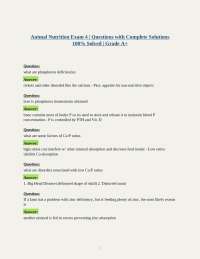 Animal Nutrition Exam 4 | Questions with Complete Solutions 100% Solved | Grade A+
