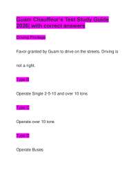 Guam Chauffeur’s Test Study Guide 2026| with correct answers