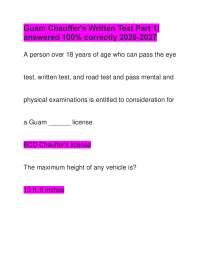 Guam Chauffer's Written Test Part 1| answered 100% correctly 2026-2027