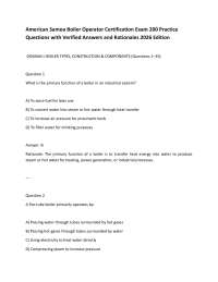 American Samoa Boiler Operator Certification Exam 200 Practice Questions with Verified An
