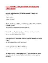 CSX Conductor Test 2 Questions And Answers| Latest Update