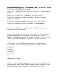 Rasmussen University NUR 2459 Module 7 (pdf) | 2026/2027 | Mental Health Q&A |