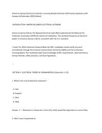 American Samoa Electrical Contractor Licensing Residential Exam 200 Practice Questions wit