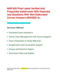 NUR 620 Final Latest Verified And Frequently tested exam With Expected real Questions With