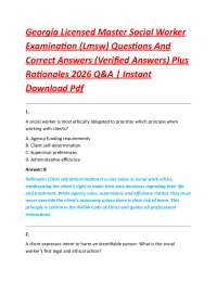 Georgia Licensed Master Social Worker Examination (Lmsw) Questions And Correct Answers