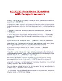 EDUC142 Final Exam Questions With Complete Answers.