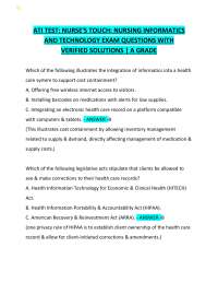 ATI TEST: NURSE'S TOUCH: NURSING INFORMATICS AND TECHNOLOGY EXAM QUESTIONS WITH VERIFIE