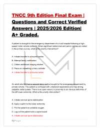 TNCC 9th Edition Final Exam | Questions and Correct Verified Answers | 2025/2026 Edition