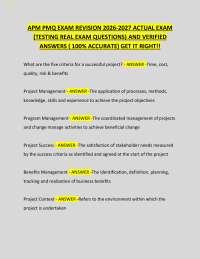 APM PMQ EXAM REVISION 2026-2027 ACTUAL EXAM (TESTING REAL EXAM QUESTIONS) AND VERIFIED A