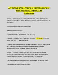 ATI TESTING LEVEL 2 PROCTORED EXAM QUESTIONS WITH 100% DETAILED SOLUTIONS |GRADED A+