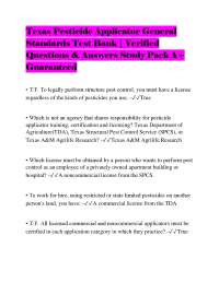 Texas Pesticide Applicator General Standards Test Bank | Verified Questions & Answers St