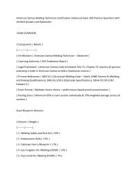 American Samoa Welding Technician Certification Advanced Exam 200 Practice Questions with
