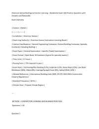 American Samoa Roofing Contractor Licensing – Residential Exam 200 Practice Questions with