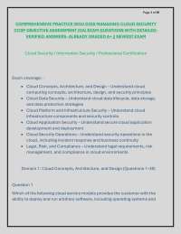 COMPREHENSIVE PRACTICE WGU D320 MANAGING CLOUD SECURITY CCSP