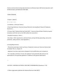 American Samoa Electrical Specialty Technician Certification Exam 200 Practice Questions w