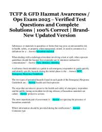 TCFP & GFD Hazmat Awareness / Ops Exam 2025 – Verified Test Questions and Complete Solu