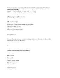 American Samoa Crane Operator Certification Exam 200 Practice Questions With Verified Ans