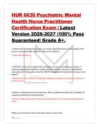 NUR 6630 Psychiatric Mental Health Nurse Practitioner Certification Exam | Latest Versi