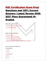 NSC Certification Exam Prep| Questions and 100% Correct Answers | Latest Version 2026 20