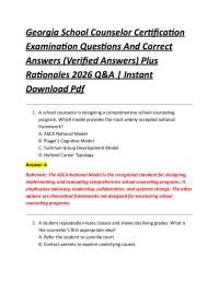 Georgia School Counselor Certification Examination Questions And Correct Answers