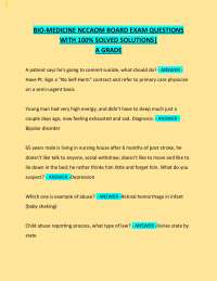 BIO-MEDICINE NCCAOM BOARD EXAM QUESTIONS WITH 100% SOLVED SOLUTIONS| A GRADE