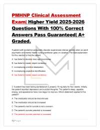 PMHNP Clinical Assessment Exam| Higher Yield 2025-2026 Questions With 100% Correct Answ