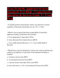 Texas Pesticide Applicator General Standards Test Bank | Comprehensive Questions & Answe