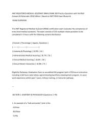 AMT REGISTERED MEDICAL ASSISTANT (RMA) EXAM 200 Practice Questions with Verified Answers