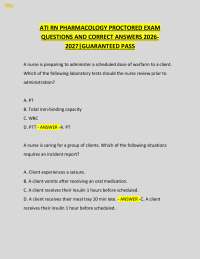 ATI RN PHARMACOLOGY PROCTORED EXAM QUESTIONS AND CORRECT ANSWERS 2026 2027|GUARANTEED PAS