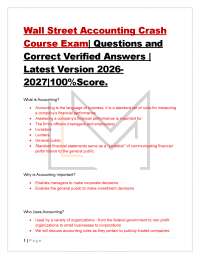 Wall Street Accounting Crash Course Exam| Questions and Correct Verified Answers | Late