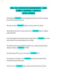DMV TEST FIREFIGHTER ENDORSEMENT | 100% CORRECT ANSWERS | VERIFIED | LATEST VERSION