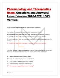 Pharmacology and Therapeutics Exam| Questions and Answers| Latest Version 2026-2027| 100