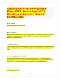 Scripting and Programming Actual FINAL PREP- Foundations - C173, Questions and answers.