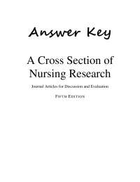 Answer Key for A Cross Section of Nursing Research 6e Roberta Peteva