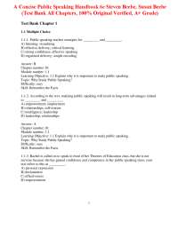 Test Bank for A Concise Public Speaking Handbook 6th Edition By Steven Beebe, Susan Beebe