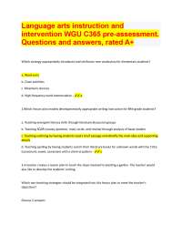 Language arts instruction and intervention WGU C365 pre-assessment. Questions and answer