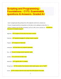 Scripting and Programming - Foundations - C173. Examinable questions & Answers. Graded A