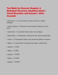 Test Bank for General, Organic, & Biological Chemistry (Updated 2026) | Solved Questions a