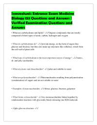 Semmelweis Entrance Exam Medicine Biology 153 Questions and Answers | Verified Examination