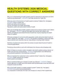 HEALTH SYSTEMS| 2026 MEDICAL QUESTIONS WITH CORRECT ANSWERS