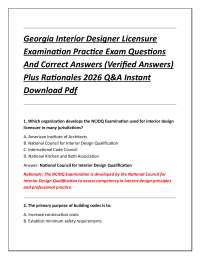 Georgia Interior Designer Licensure Examination Practice Exam Questions And Correct Answ