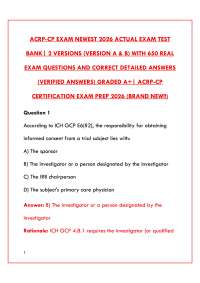 2026 ACRP CERTIFICATION EXAM TEST BANK: COMPLETE PRACTICE QUESTIONS FOR CCRA, CCRC, CPI &